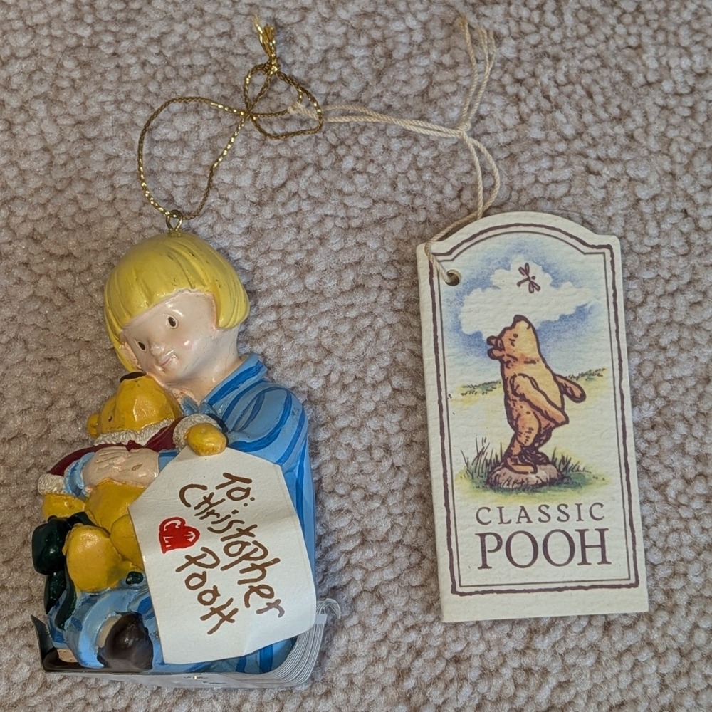 VTG 90's Disney Classic Pooh Christopher Robin Ornament Midwest Cannon Falls NWT